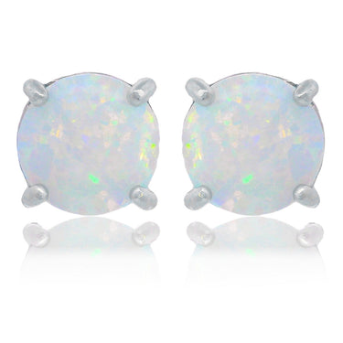 OPAL GLOW WHITE CREATED OPAL STUD EARRINGS SILVER