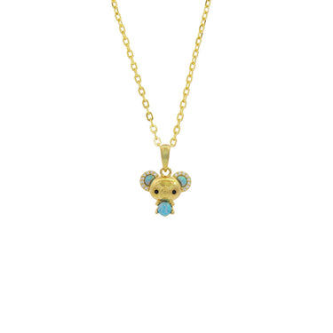 OPAL GLOW BLUE CREATED OPAL KOALA PENDANT GOLD