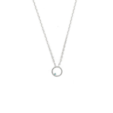 OPAL GLOW BLUE CREATED OPAL CIRCLE PENDANT SILVER