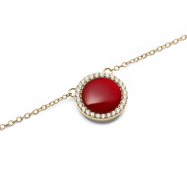 Daniel Wellington Audrey Necklace  Red Agathe Gold
