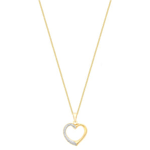 Ice Jewellery 9ct 2-Colour Gold Patterned Heart Pendant on Trace Chain Necklace 46cm/18' - 1.15.7414 | Ice Jewellery Australia