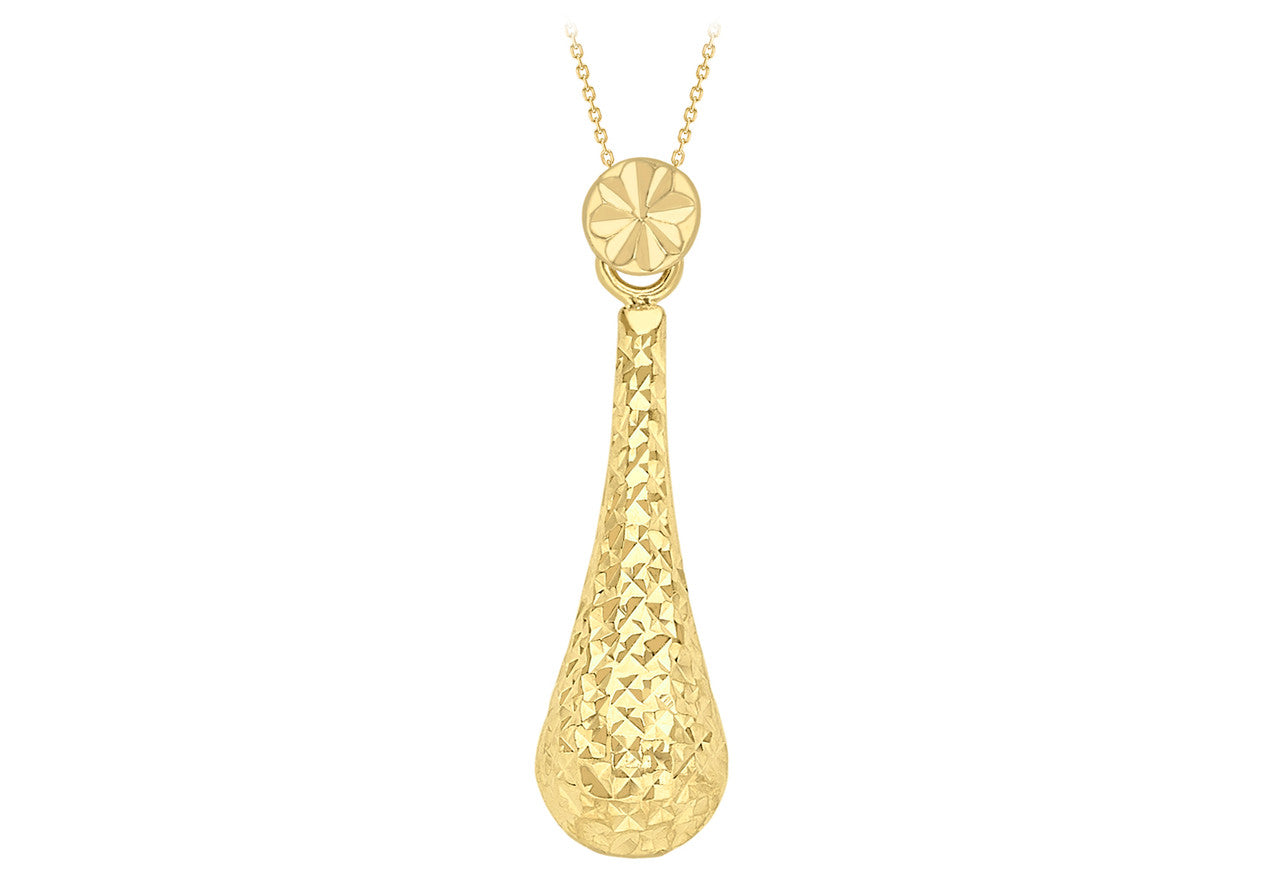 Ice Jewellery 9ct Yellow Gold Diamond Cut 6mm x 24mm Teardrop Necklace 44.5cm/17.5' - 1.19.6364 | Ice Jewellery Australia