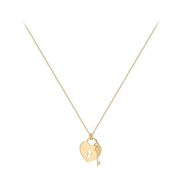 Ice Jewellery 9K Yellow Gold Solid Padlock & Key Necklace 41-43cm - 1.19.9150 | Ice Jewellery Australia