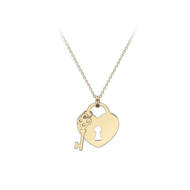 Ice Jewellery 9K Yellow Gold Solid Padlock & Key Necklace 41-43cm - 1.19.9150 | Ice Jewellery Australia