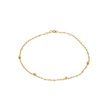 Ice Jewellery 9K Yellow Gold 3mm Balls and Twist Curb Chain Adjustable Anklet 22.5cm-24cm - 1.23.1384 | Ice Jewellery Australia