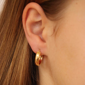 Ice Jewellery 9K Yellow Gold 6mm Band 14mm Hoop Creole Earrings - 1.51.0829 | Ice Jewellery Australia