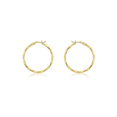 Ice Jewellery 9K Yellow Gold Diamond Cut Hoop Earrings 28mm - 1.51.2639 | Ice Jewellery Australia