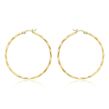 Ice Jewellery 9K Yellow Gold Diamond Cut Hoop Earrings 42mm - 1.51.2669 | Ice Jewellery Australia