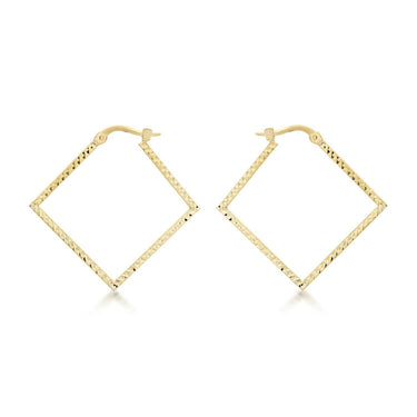 Ice Jewellery 9K Yellow Gold 23mm x 23mm Diamond Cut Square Creole Earrings - 1.53.2189 | Ice Jewellery Australia