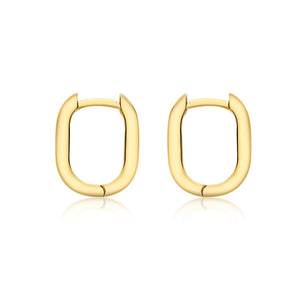 Ice Jewellery 9K Yellow Gold Small Rectangle Creole Earrings 13.5mm - 1.53.9990 | Ice Jewellery Australia
