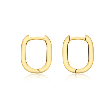 Ice Jewellery 9K Yellow Gold Small Rectangle Creole Earrings 13.5mm - 1.53.9990 | Ice Jewellery Australia