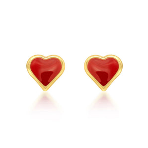 Yellow Gold Earrings - Heart Earrings