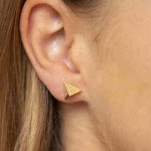 Ice Jewellery 9K Yellow Gold 10mm x 8.5mm Elongated Pyramid Stud Earrings - 1.55.9259 | Ice Jewellery Australia