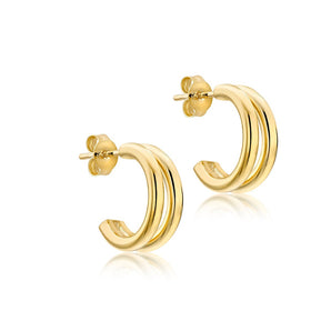 Ice Jewellery 9K Yellow Gold Double Tube Half Hoop Earrings 15mm - 1.55.9480 | Ice Jewellery Australia