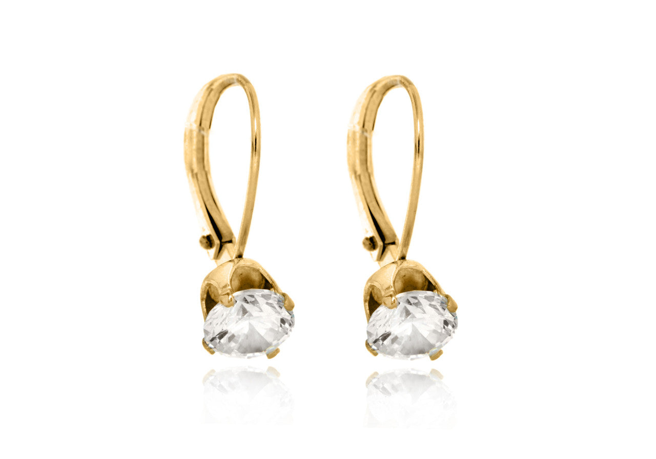Ice Jewellery 9ct Yellow Gold 6mm Round CZ Drop Earrings - 1.58.5069 | Ice Jewellery Australia
