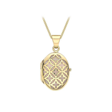 Ice Jewellery 9K Gold Oval Lattice Locket - 1.65.2909 | Ice Jewellery Australia