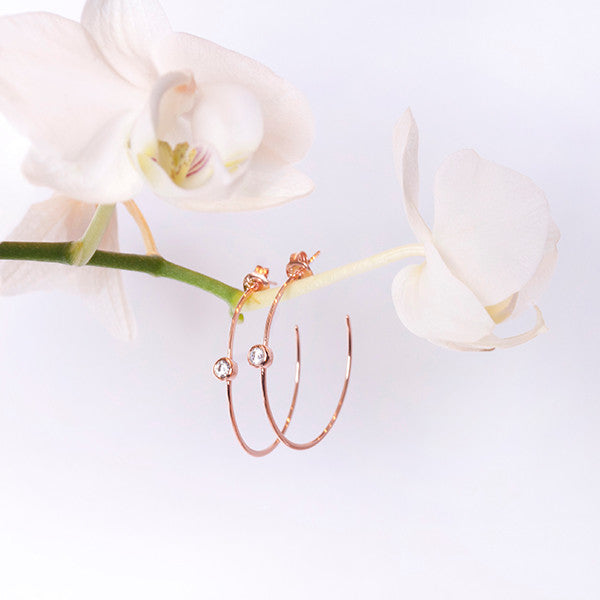 Bianc Rose Gold Hoop Earrings With Bezel Cubic Zirconia - 10100352 | Ice Jewellery Australia