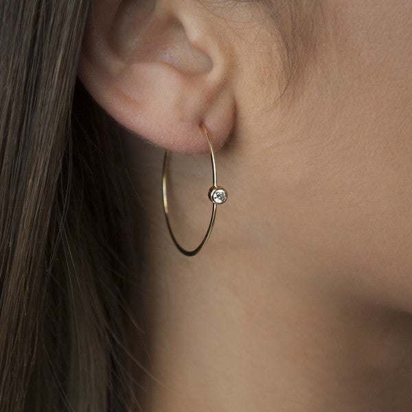 Bianc Rose Gold Hoop Earrings With Bezel Cubic Zirconia - 10100352 | Ice Jewellery Australia