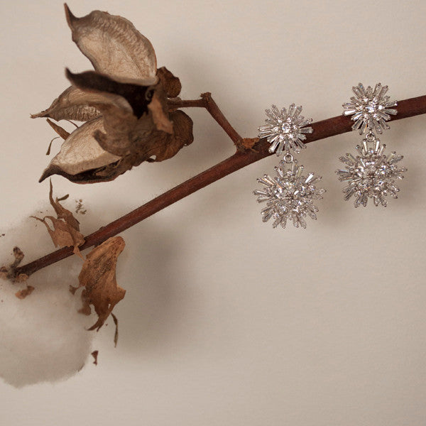 Bianc Cubic Zirconia Double Star Flower Earrings - 10100414 | Ice Jewellery Australia