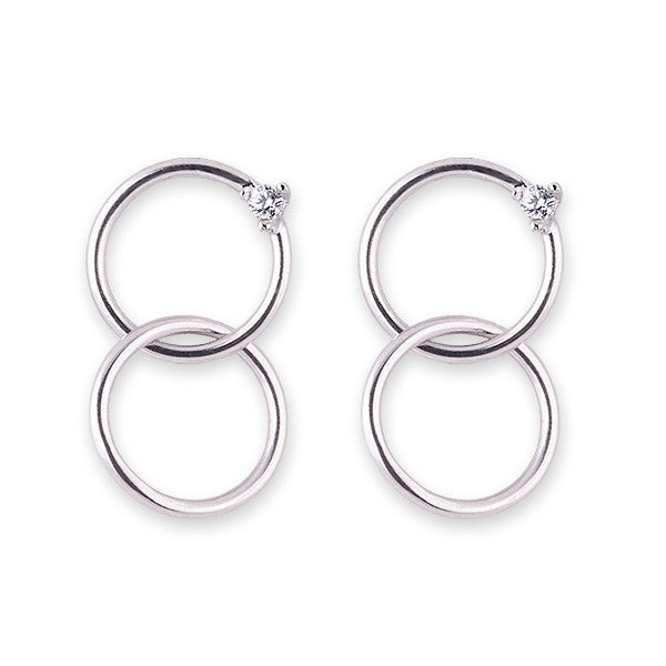 Bianc Linked Double Hoops With Cubic Zirconia Earrings - 10100450 | Ice Jewellery Australia