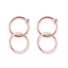 Bianc Rose Gold Linked Double Hoops With Cubic Zirconia Earrings - 10100451 | Ice Jewellery Australia