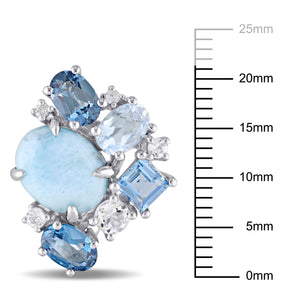 Ice Jewellery 11 CT TW Larimar, London, Sky Blue And White Topaz Cluster Earrings In Sterling Silver - 75000005958 | Ice Jewellery Australia