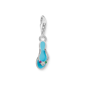 THOMAS SABO Charm Pendant Flip Flop with Colourful Stones Silver