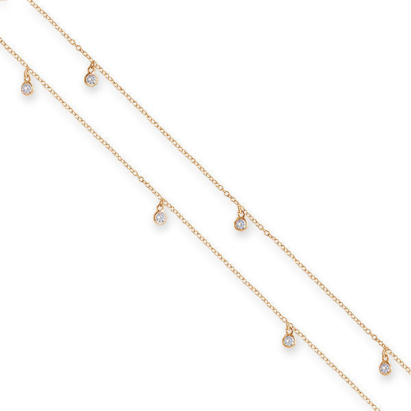 Bianc Gold Plated Cubic Zirconia Bezel Scatt Drop Long Necklace - 30100288 | Ice Jewellery Australia