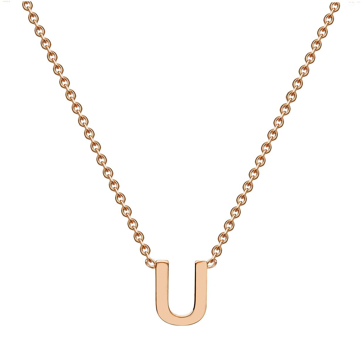 Ice Jewellery 9K Rose Gold 'U' Initial Necklace 38/43cm | Ice Jewellery Australia