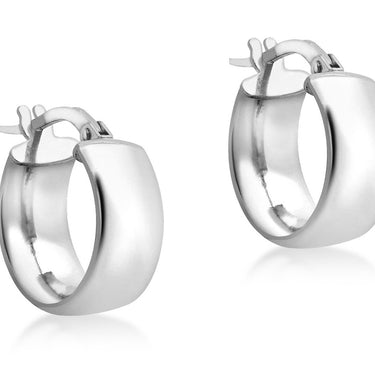 Ice Jewellery 9K White Gold 6mm Band 14mm Creole Earrings - 5.51.0839 | Ice Jewellery Australia