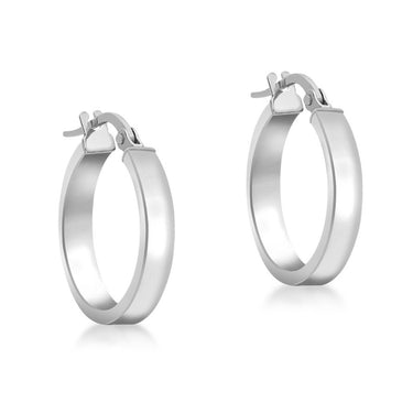 Ice Jewellery 9K White Gold 3mm Rectangular-Tube 15mm Hoop Creole Earrings - 5.51.0889 | Ice Jewellery Australia