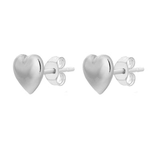 Ice Jewellery 9ct White Gold 6.9mm x 7.2mm Puffed Heart Stud Earrings - 5.55.8689 | Ice Jewellery Australia