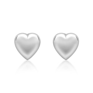 Ice Jewellery 9ct White Gold 6.9mm x 7.2mm Puffed Heart Stud Earrings - 5.55.8689 | Ice Jewellery Australia