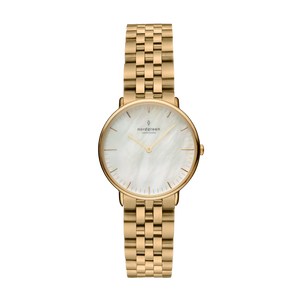 Nordgreen Native 28mm Gold 5 Link Bracelet Mother of Pearl Watch