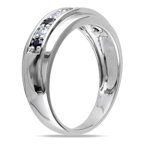 Ice Jewellery 1/2 CT Black and White Diamond TW Wedding Band Ring 10k White Gold - 75000000855 | Ice Jewellery Australia