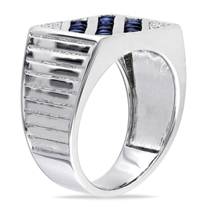 Ice Jewellery 1 7/8 CT TGW Sapphire White Sapphire Mens Ring Silver - 75000000858 | Ice Jewellery Australia