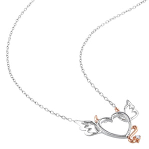 Ice Jewellery 0.01 CT Diamond TW Heart Pendant With Chain Silver Pink Plated - 75000001925 | Ice Jewellery Australia