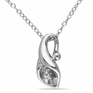 Ice Jewellery 0.011 CT Diamond TW Flower Pendant With Chain Silver - 75000001933 | Ice Jewellery Australia