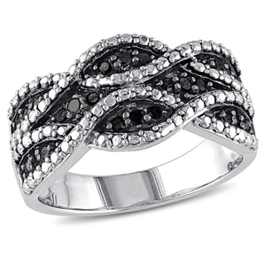 Ice Jewellery 1/4 CT Black Diamond TW Ring Silver Black Rhodium Plated - 75000001938 | Ice Jewellery Australia