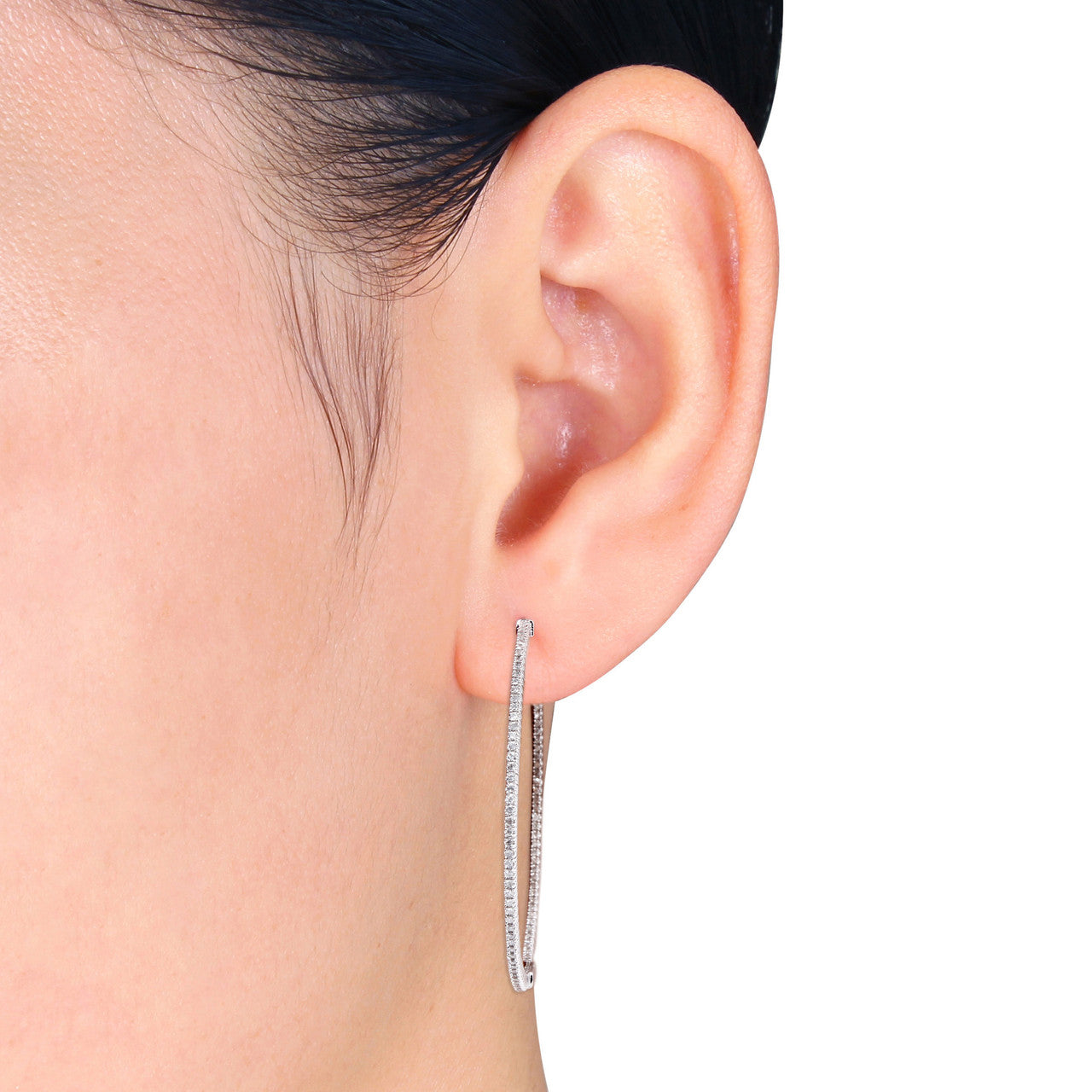 Ice Jewellery 1 CT Diamond TW Hoop Earrings Silver - 75000001949 | Ice Jewellery Australia