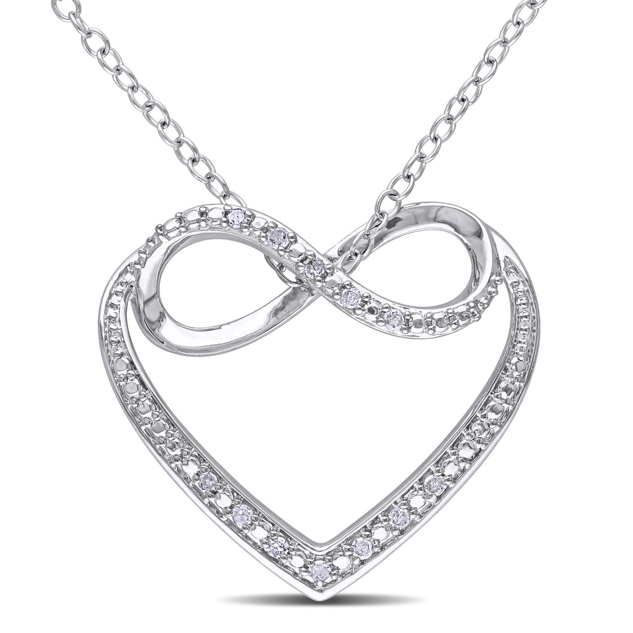 Ice Jewellery 0.06 CT Diamond TW Heart Pendant With Chain Silver - 75000001957 | Ice Jewellery Australia