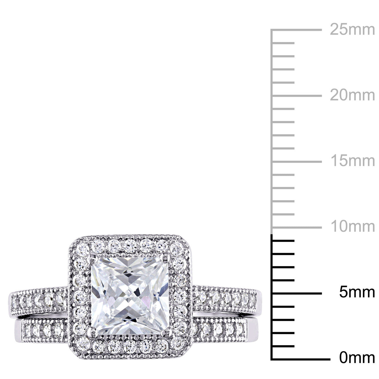 Ice Jewellery Cubic Zirconia Halo Bridal Set In Sterling Silver - 75000002041 | Ice Jewellery Australia
