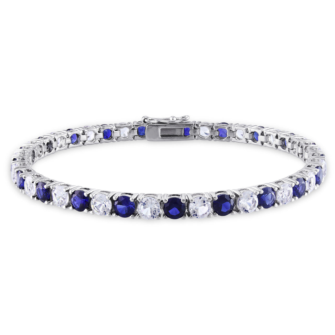 Ice Jewellery 14 1/4 CT TGW Created Blue & White Sapphire Bracelet Silver Length (inches): 7.25" - 75000002043 | Ice Jewellery Australia