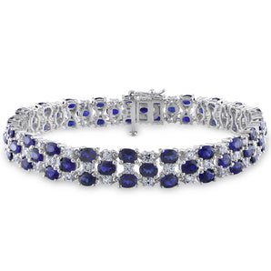 Ice Jewellery 18 1/4 CT TGW Created Blue Sapphire Created White Sapphire Bracelet Silver Length (inches): 7.25 - 75000002060 | Ice Jewellery Australia