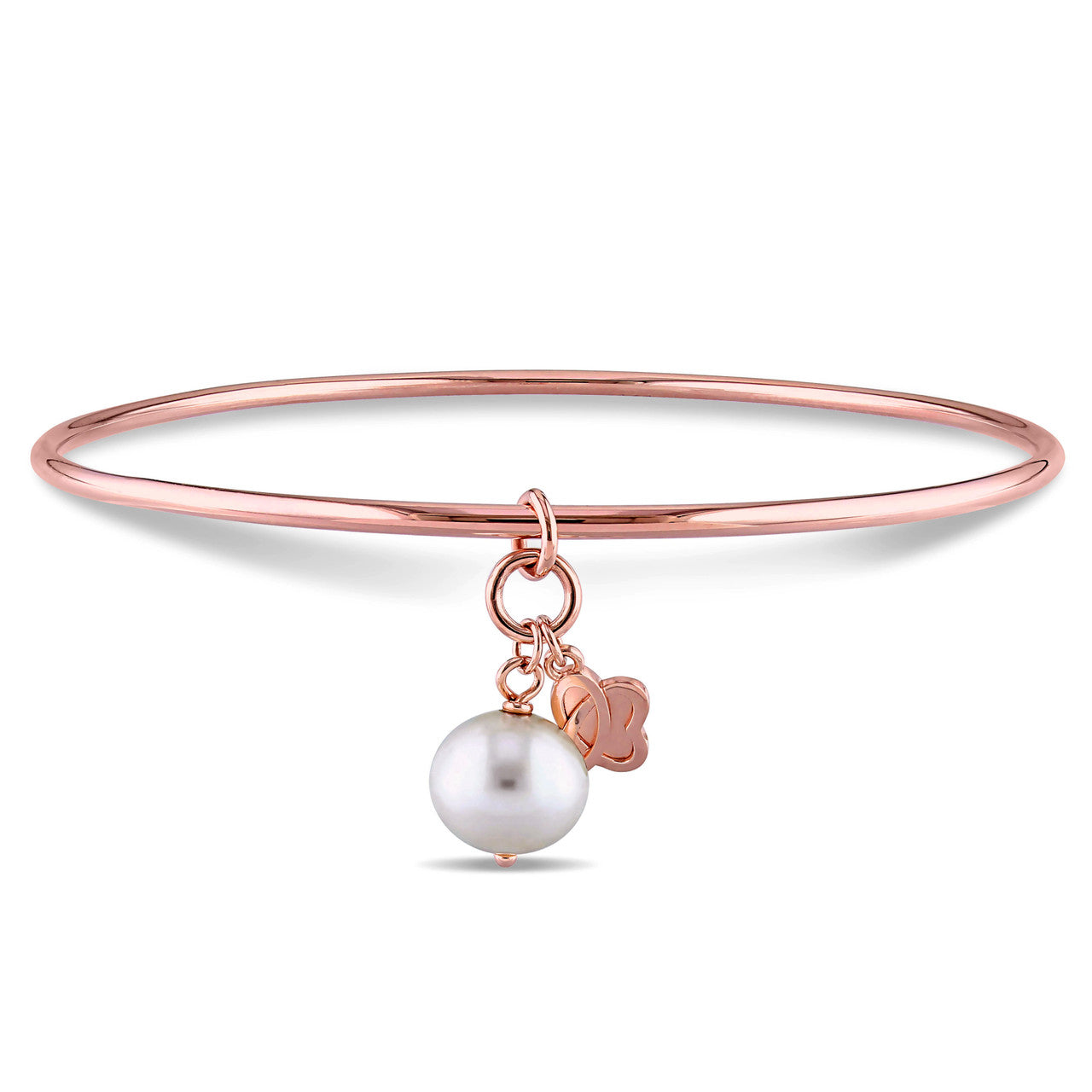 Julianna B Cultured Freshwater Pearl Bangle in 18K Rose Plated Sterling Silver - 75000002069 | Ice Jewellery Australia