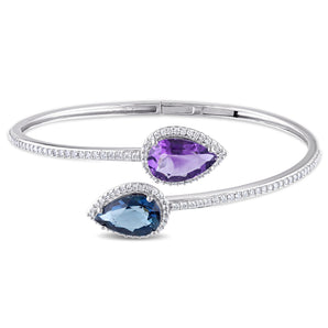 Julianna B Diamond, Amethyst & London Blue Topaz Bangle in 14k White Gold - 75000002085 | Ice Jewellery Australia