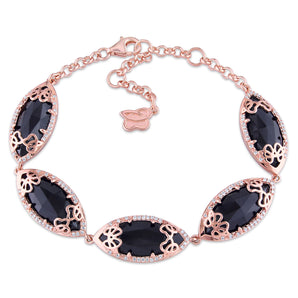 Julianna B Black Onyx & Diamond Bracelet in 18K Rose Plated Sterling Silver - 75000002092 | Ice Jewellery Australia