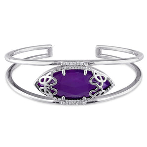 Julianna B Purple Chalcedony & Diamond Bangle in Sterling Silver - 75000002096 | Ice Jewellery Australia
