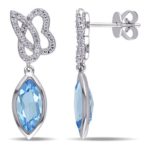 Julianna B Diamond, Swiss Blue Topaz & Peridot Earrings in 14k White Gold - 75000002119 | Ice Jewellery Australia