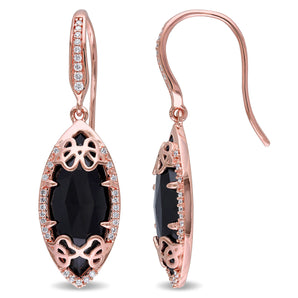 Julianna B Black Onyx & Diamond charm Earrings in 18K Rose Plated Sterling Silver - 75000002143 | Ice Jewellery Australia